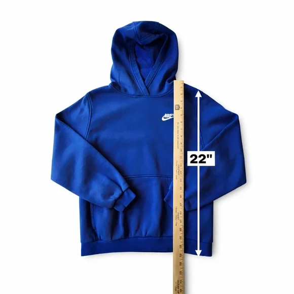 Nike Youth XL Blue Pullover Hoodie Small Swoosh Fleece Sweatshirt Kids - Picture 2 of 8